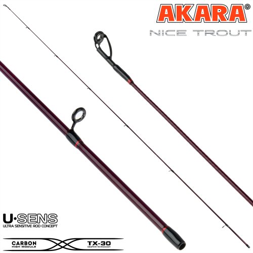 Хлыст угольный для спиннинга Akara Nice Trout 662 UL (0,5-2,5 g) 1,98 м