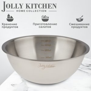Миска-салатник Jolly Kitchen c мерной шкалой нержавеющая сталь матовый/глянец 19,5 см