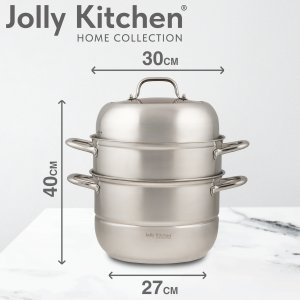 Мантоварка - пароварка Jolly Kitchen три яруса диаметр 30 см нержавеющая сталь