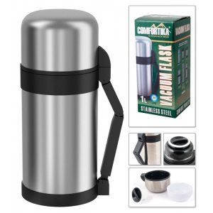 Термос COMFORTIKA Family 100 c широким горлом ручкой и ремнем