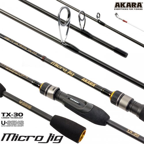 Спиннинг штекерный угольный 2 колена Akara SL1003 Micro Jig TX-30