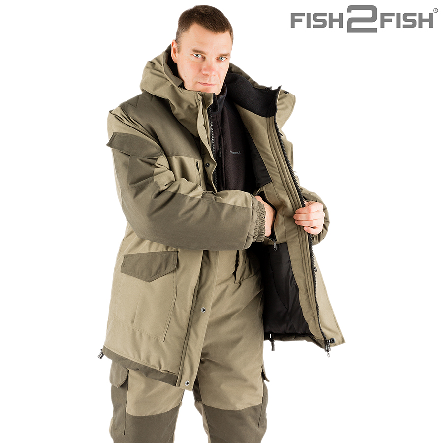 Костюм зимний Fish2Fish Горка -30С 3000 мм/10000 гр.м/м2 мембрана хаки