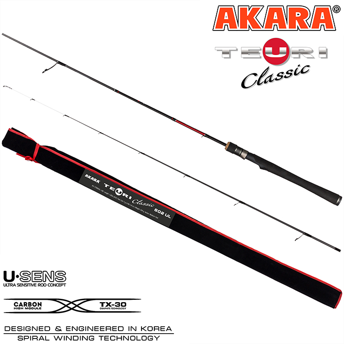 Спиннинг штекерный угольный 2 колена Akara Teuri Classic UL TX-30 (0,6-7)