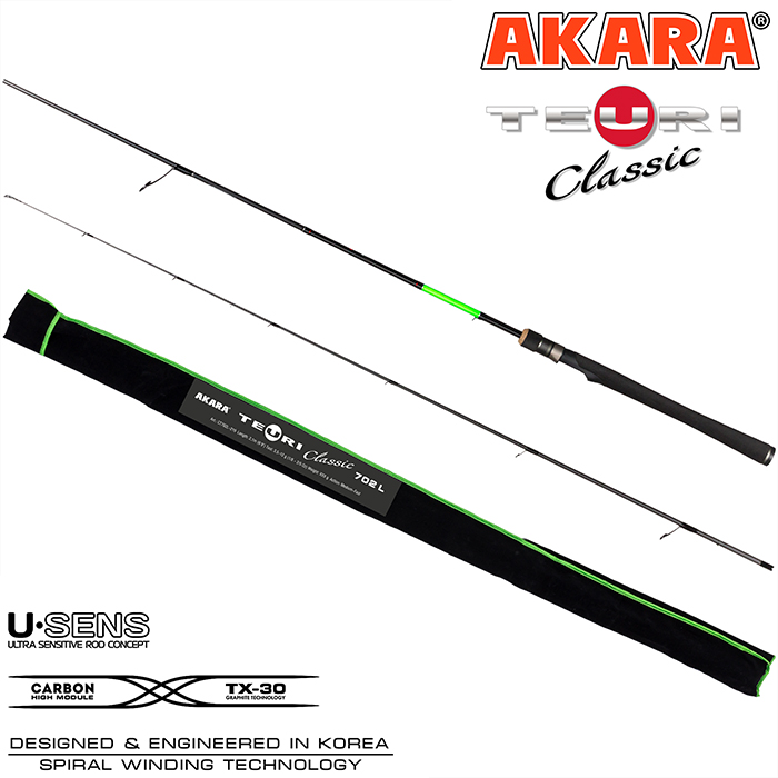 Спиннинг штекерный угольный 2 колена Akara Teuri Classic L TX-30 (3,5-12)