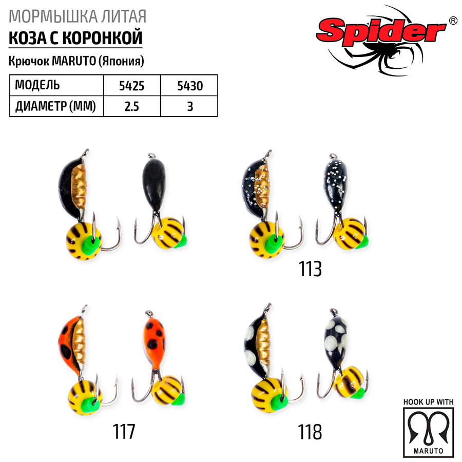 Мормышка W Spider Коза с коронкой 3,0 мм Red